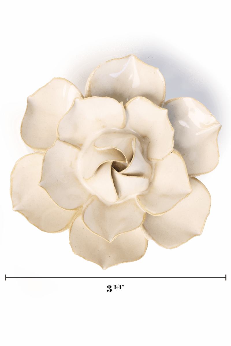 Ivory Daffodil ceramic wall flower mounted on a wall — Chive Ceramics Studio