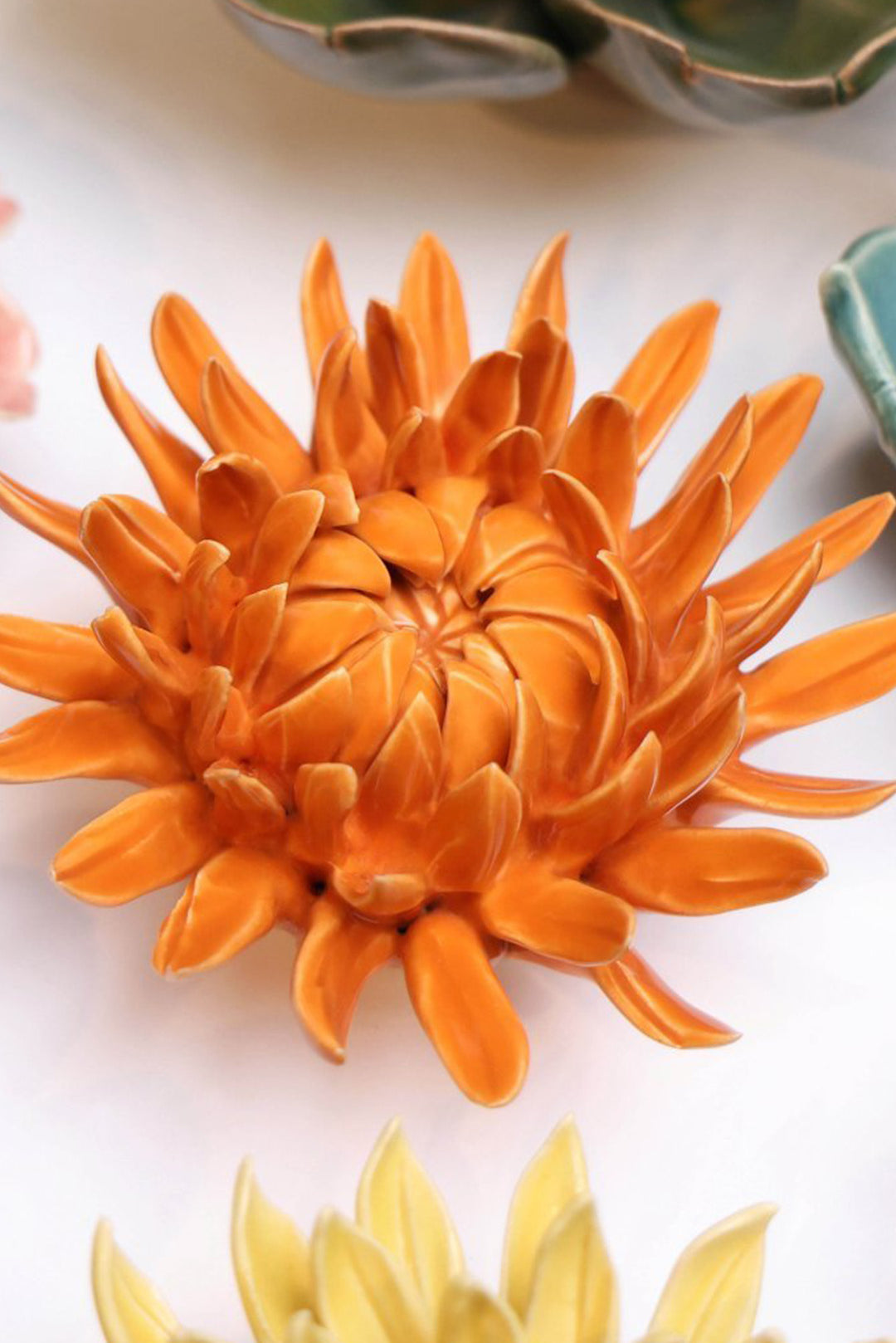 Orange Sarah Mum - Chive Ceramics Studio - Ceramic Flowers - Chive Ceramics Studio