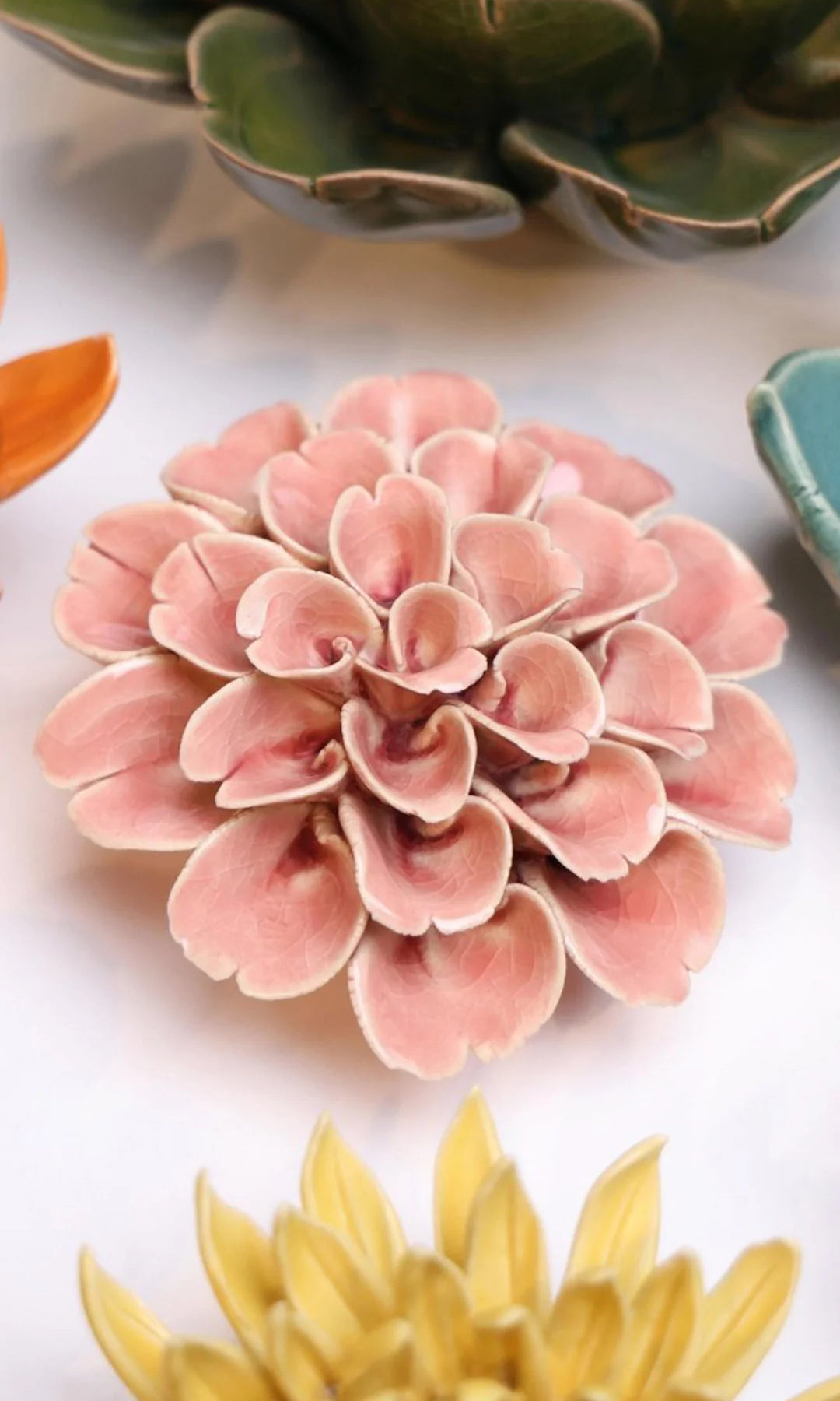 Champagne pink Hydrangea ceramic wall flower — English Garden Collection — handmade by Chive Studio Toronto