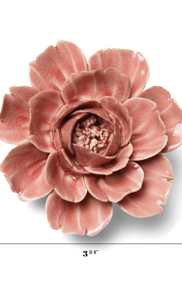 Champagne pink Rose ceramic wall flower — English Garden Collection — handmade by Chive Studio Toronto