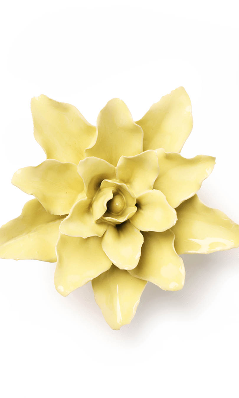 Lime Yellow Lily ceramic wall flower — English Garden collection — designed in Toronto by Chive Studio