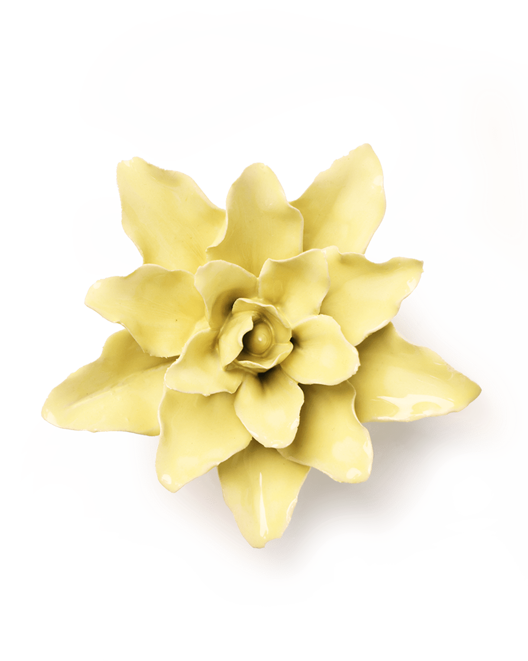 Lime Yellow Lily ceramic wall flower — English Garden collection — designed in Toronto by Chive Studio