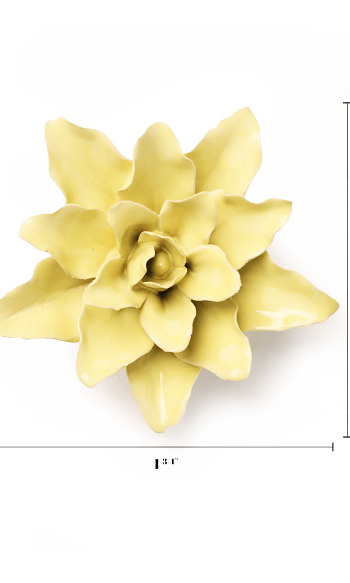 Lime Yellow Lily ceramic wall flower — English Garden collection — designed in Toronto by Chive Studio