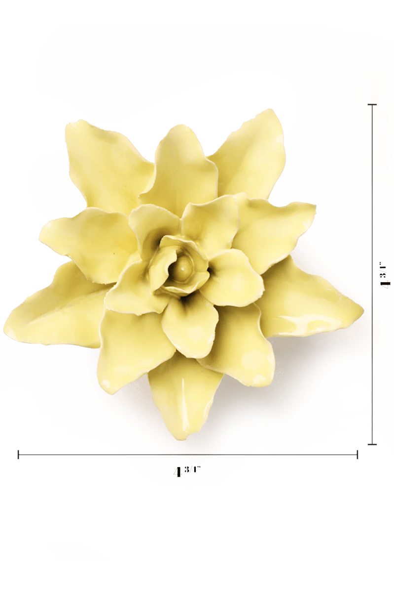 Lime Yellow Lily ceramic wall flower — English Garden collection — designed in Toronto by Chive Studio