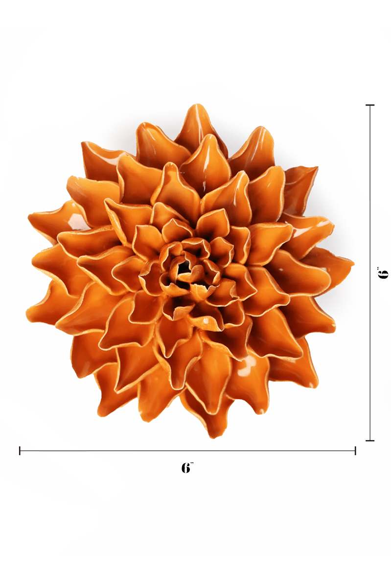 Orange Azalea ceramic wall flower — English Garden collection — designed in Toronto by Chive Studio