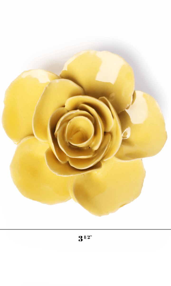 Buttercup Yellow Elegance Ranunculus ceramic wall flower — English Garden — handmade by Chive Studio Toronto