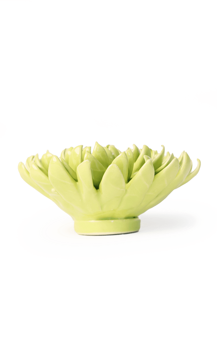 yellow green pompom mum ceramic wall flower — English Garden Collection — handmade by Chive Studio Toronto