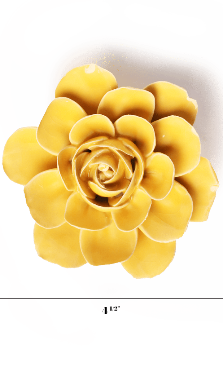 Burnt Yellow Begonia ceramic wall flower — English Garden — handmade by Chive Studio Toronto