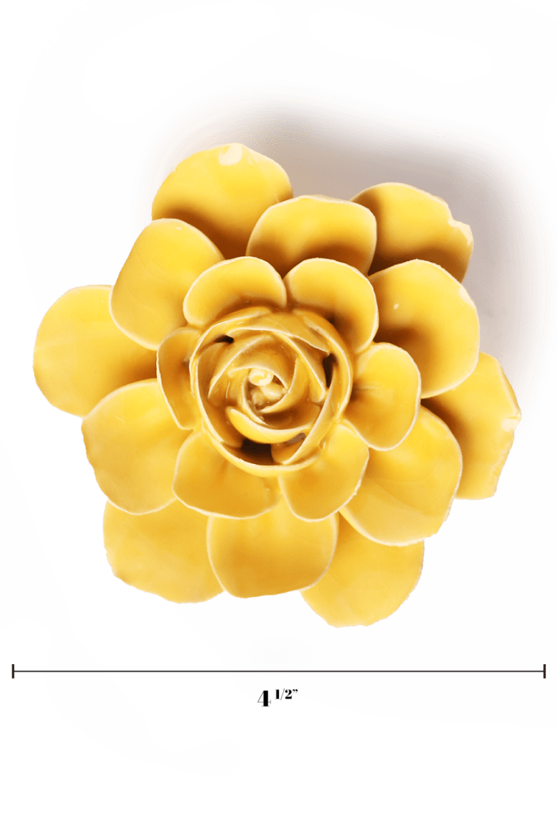 Burnt Yellow Begonia ceramic wall flower — English Garden — handmade by Chive Studio Toronto