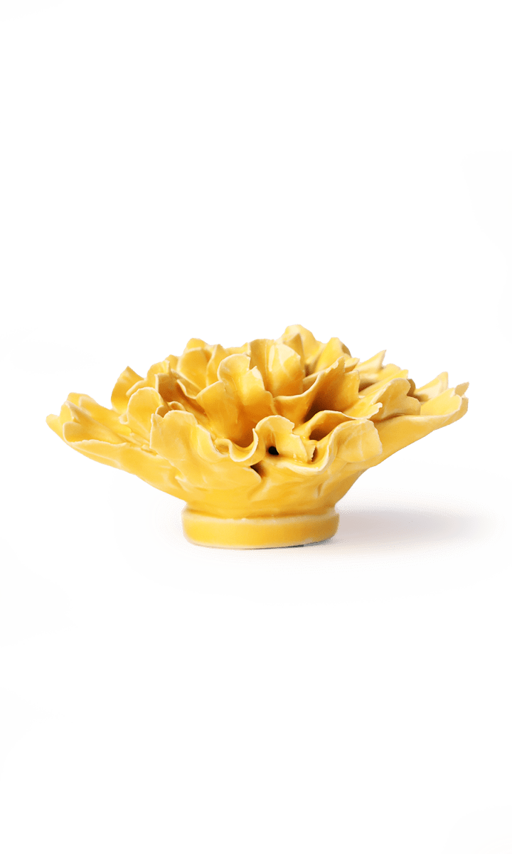 Burnt Yellow Tundra Carnation ceramic wall flower — English Garden — handmade by Chive Studio Toronto