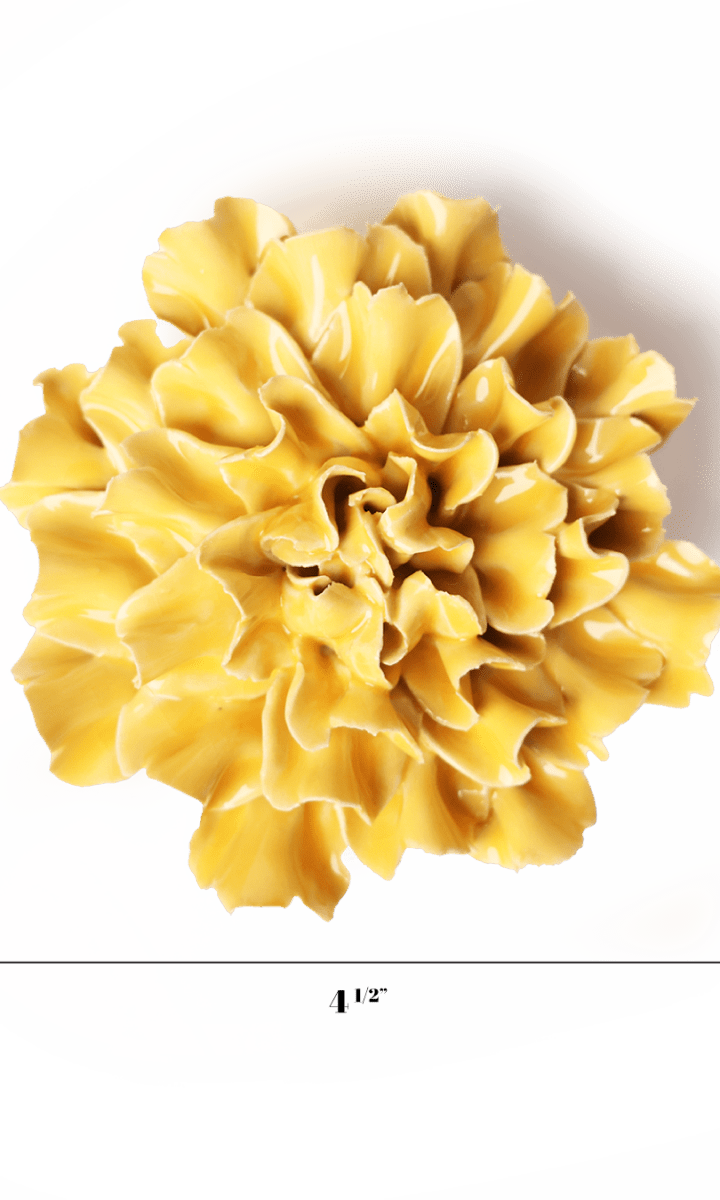 Burnt Yellow Tundra Carnation ceramic wall flower — English Garden — handmade by Chive Studio Toronto