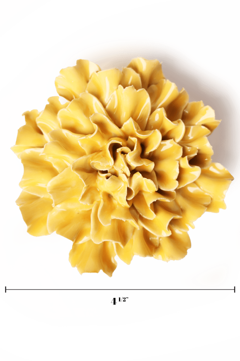 Burnt Yellow Tundra Carnation ceramic wall flower — English Garden — handmade by Chive Studio Toronto