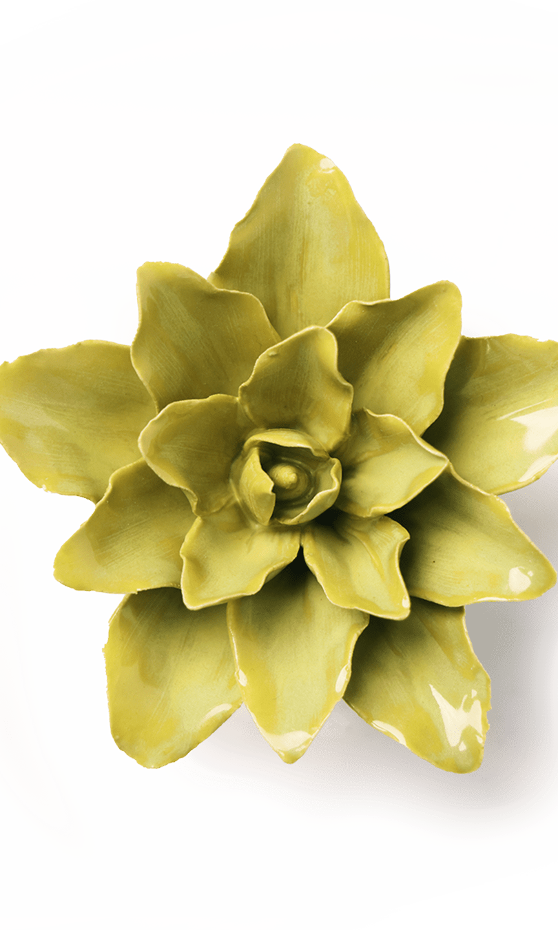 Chartreuse Lily ceramic wall flower — English Garden collection — designed in Toronto by Chive Studio