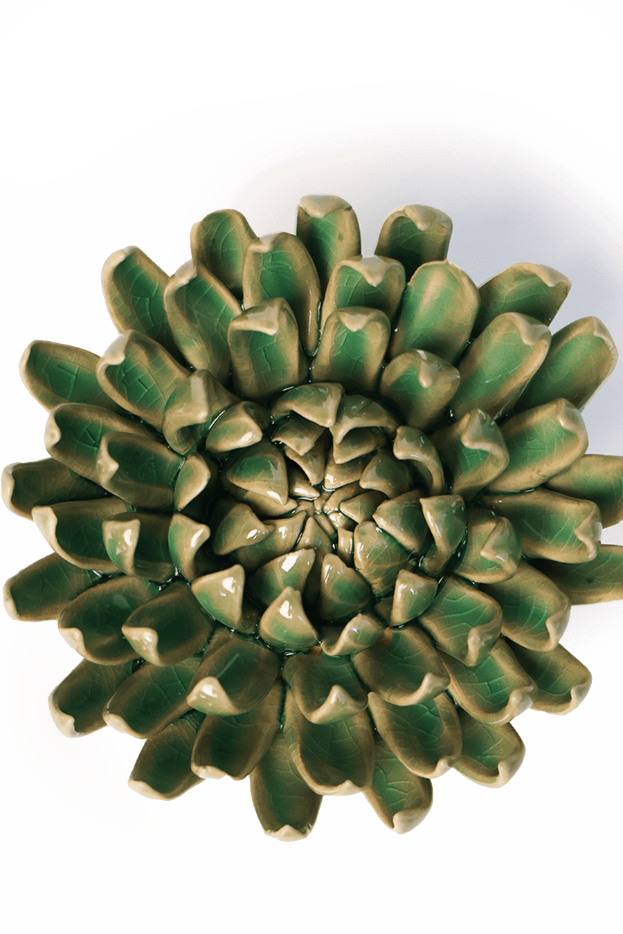 Jungle Green Pompom Mum - Chive Ceramics Studio - Ceramic Flowers - Chive Ceramics Studio