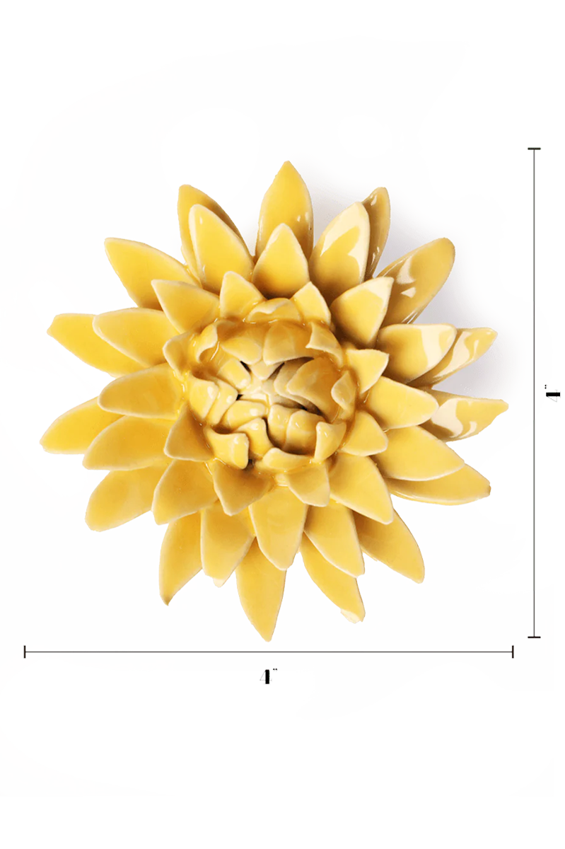 Burnt Yellow Strawflower ceramic wall flower — English Garden collection — designed in Toronto by Chive Studio