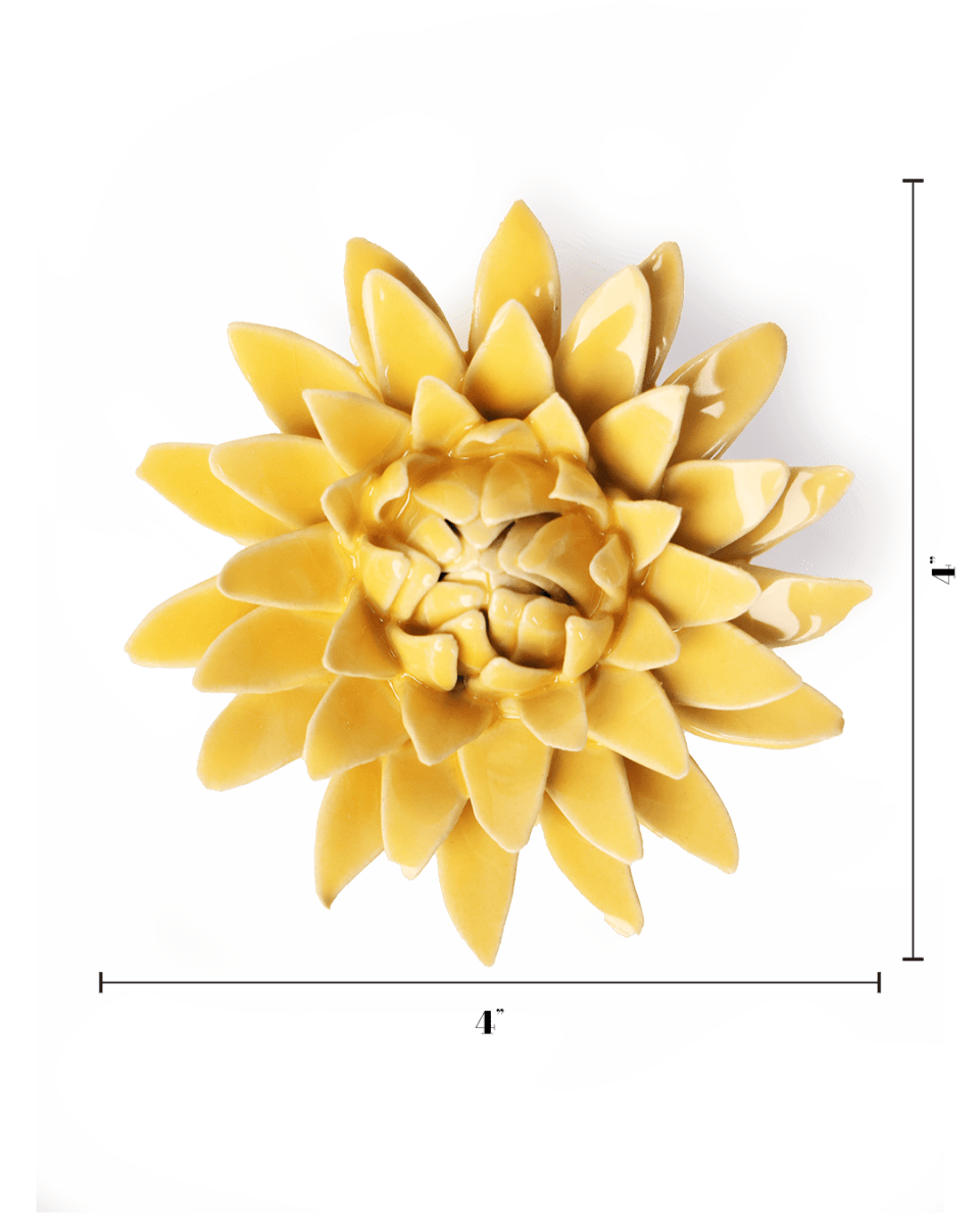 Burnt Yellow Strawflower - Chive Ceramics Studio - Ceramic Flowers - Chive Ceramics Studio