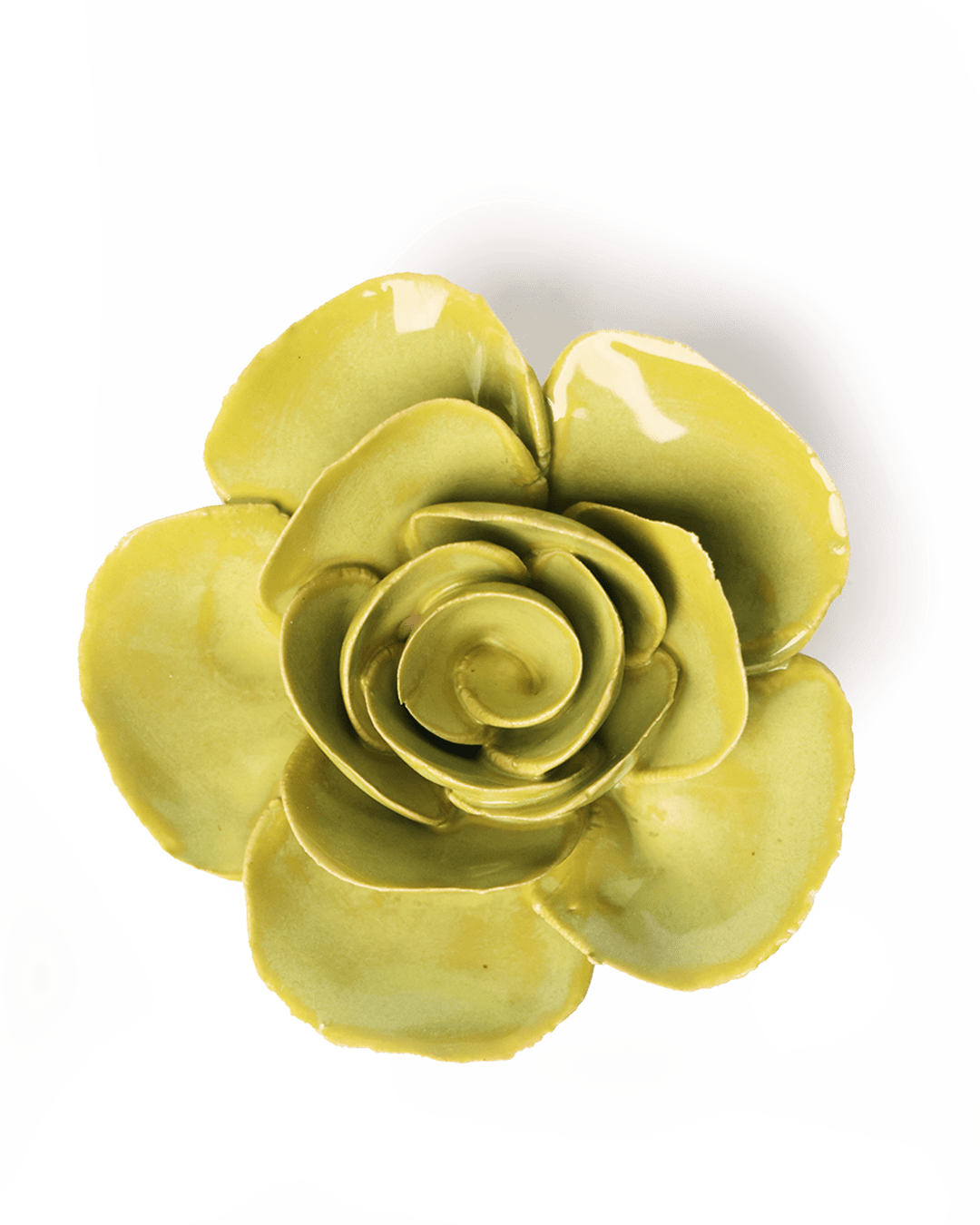 Chartreuse Elegance Ranunculus ceramic wall flower — English Garden collection — designed in Toronto by Chive Studio