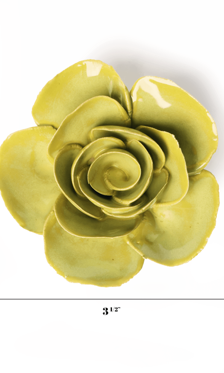 chartreuse Elegance Ranunculus ceramic wall flower — English Garden Collection — handmade by Chive Studio Toronto