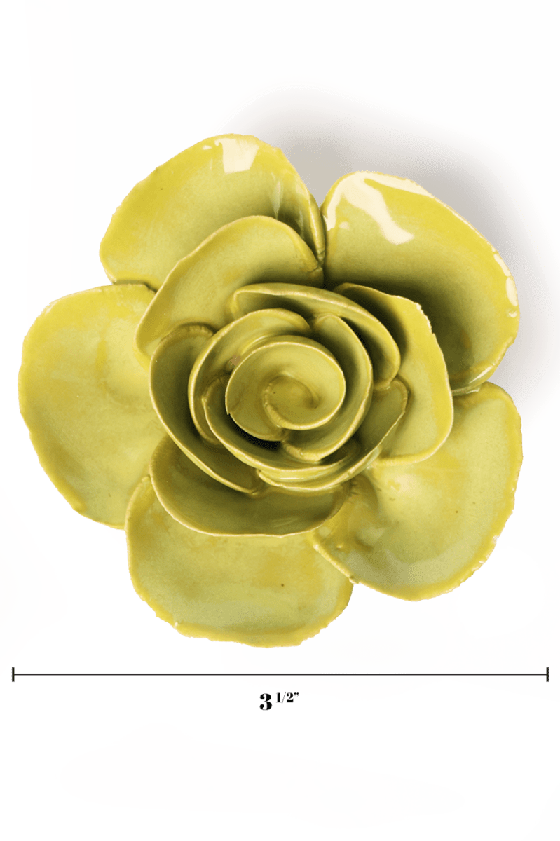Chartreuse Elegance Ranunculus ceramic wall flower — English Garden — handmade by Chive Studio Toronto