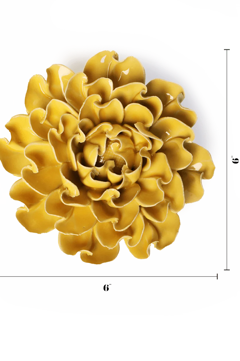 Buttercup Yellow Hawthorn ceramic wall flower — English Garden — Designed by Chive Studio Toronto
