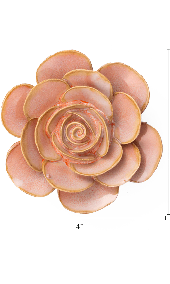 Peach Pink Ranunculus ceramic wall flower — France collection — designed in Toronto by Chive Studio