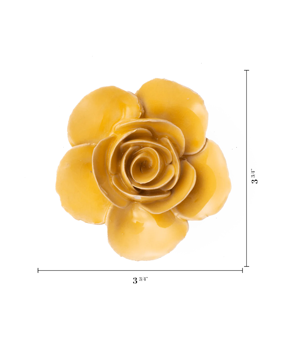 Burnt Yellow Elegance Ranunculus ceramic wall flower — France collection — designed in Toronto by Chive Studio