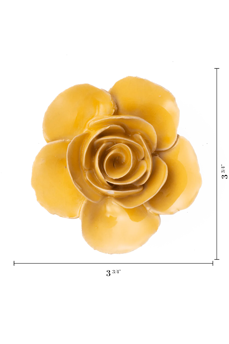 Burnt Yellow Elegance Ranunculus ceramic wall flower — France collection — designed in Toronto by Chive Studio