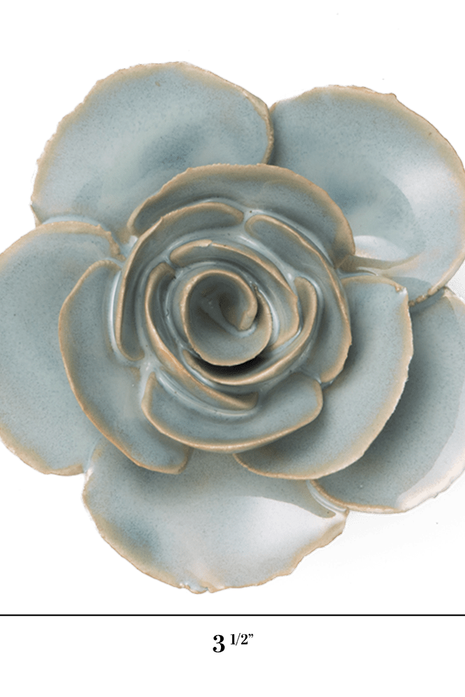 France Ceramic Flower Wall Art Teal Ranunculus - Chive Ceramics Studio - Ceramic Flowers - Chive Ceramics Studio