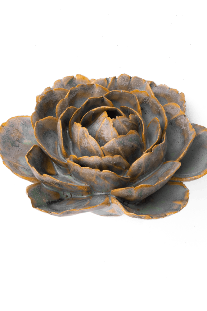 France Ceramic Flower Wall Art Blue Green Cabbage Flower - Chive Ceramics Studio - Ceramic Flowers - Chive Ceramics Studio