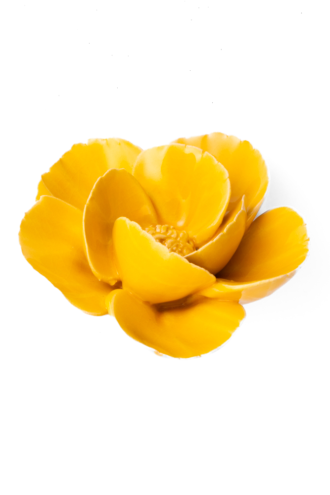 France Ceramic Flower Wall Art Yellow Lotus - Chive Ceramics Studio - Ceramic Flowers - Chive Ceramics Studio