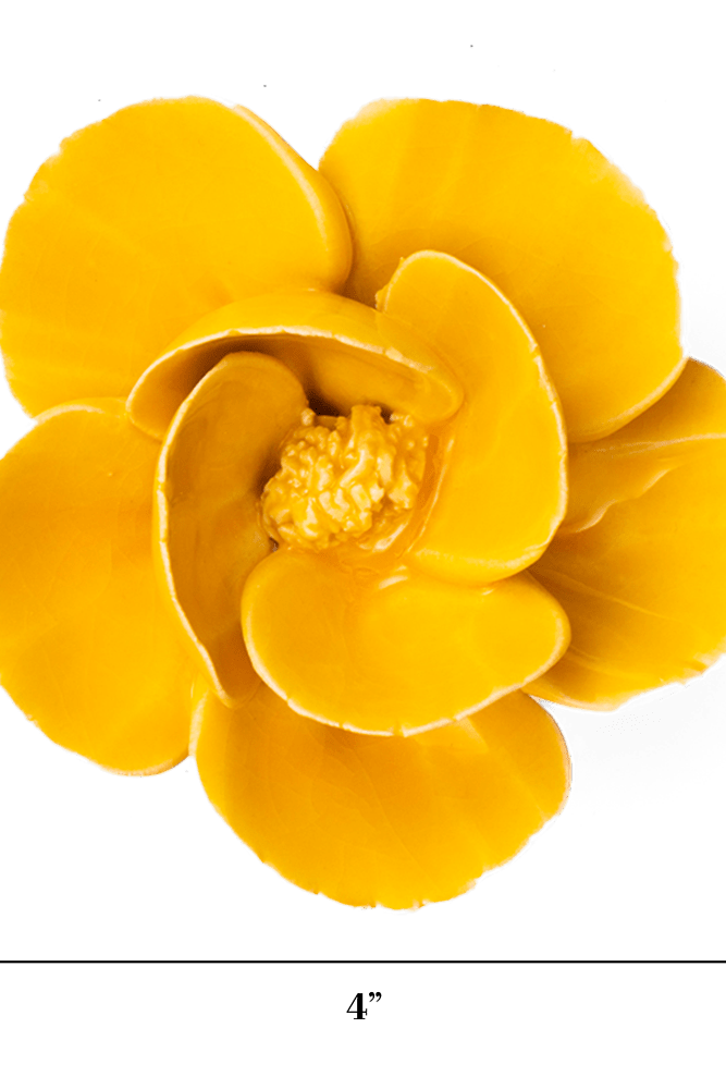 France Ceramic Flower Wall Art Yellow Lotus - Chive Ceramics Studio - Ceramic Flowers - Chive Ceramics Studio