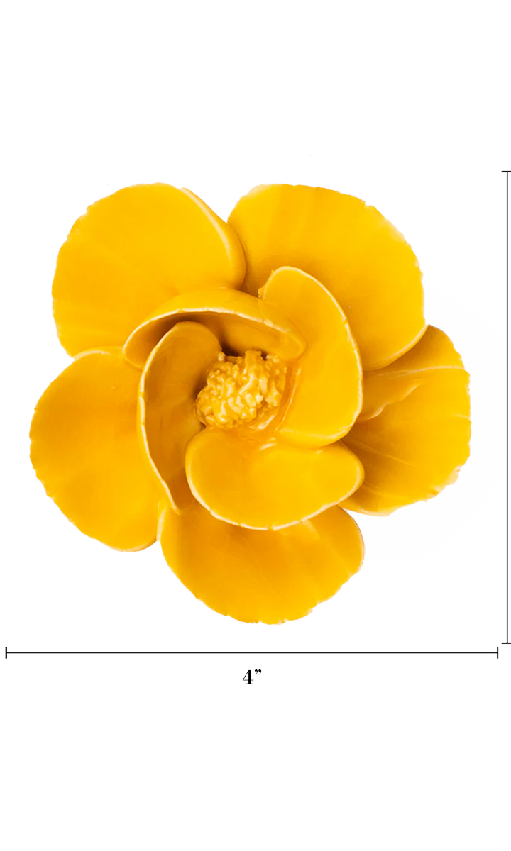 Burnt Yellow Poppy ceramic wall flower — France collection — designed in Toronto by Chive Studio