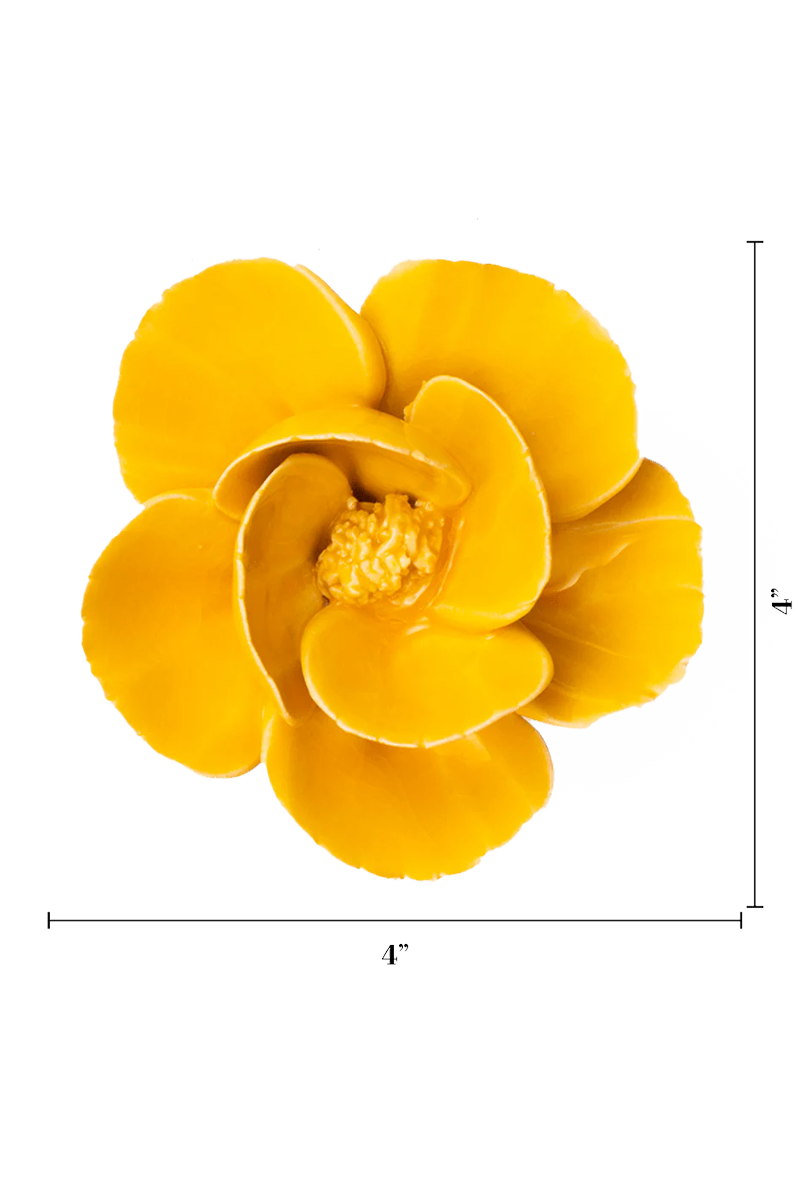 Burnt Yellow Poppy ceramic wall flower — France collection — designed in Toronto by Chive Studio