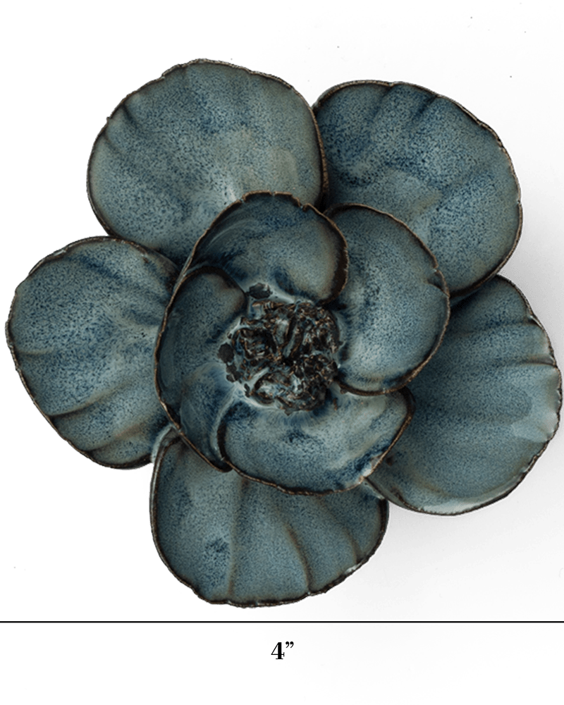 France Ceramic Flower Wall Art Blue Grey Lotus - Chive Ceramics Studio - Ceramic Flowers - Chive Ceramics Studio