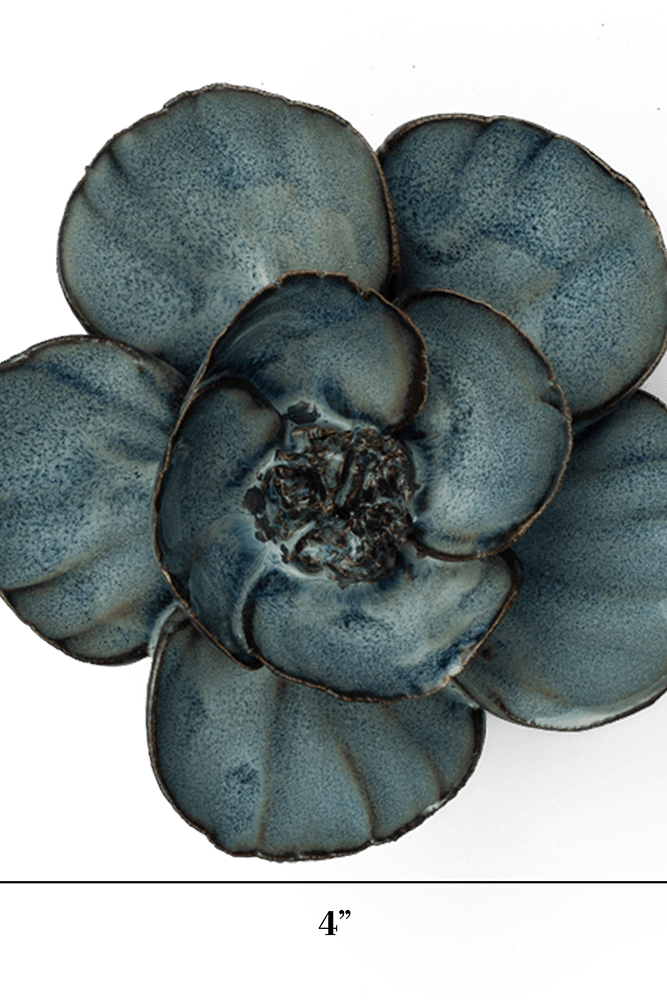 Navy Blue Poppy ceramic wall flower — France collection — designed in Toronto by Chive Studio