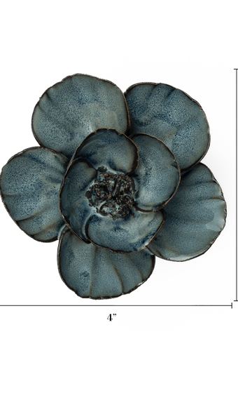Navy Blue Poppy ceramic wall flower — France collection — designed in Toronto by Chive Studio
