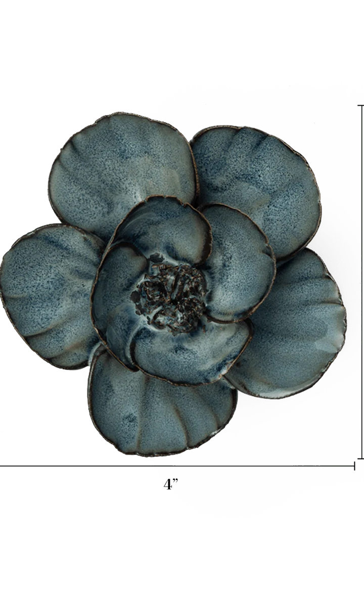 Navy Blue Poppy ceramic wall flower — France collection — designed in Toronto by Chive Studio