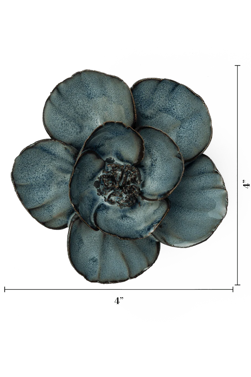 Navy Blue Poppy ceramic wall flower — France collection — designed in Toronto by Chive Studio