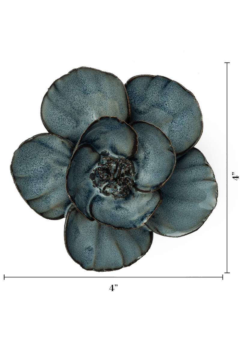 Navy Blue Poppy ceramic wall flower — France collection — designed in Toronto by Chive Studio
