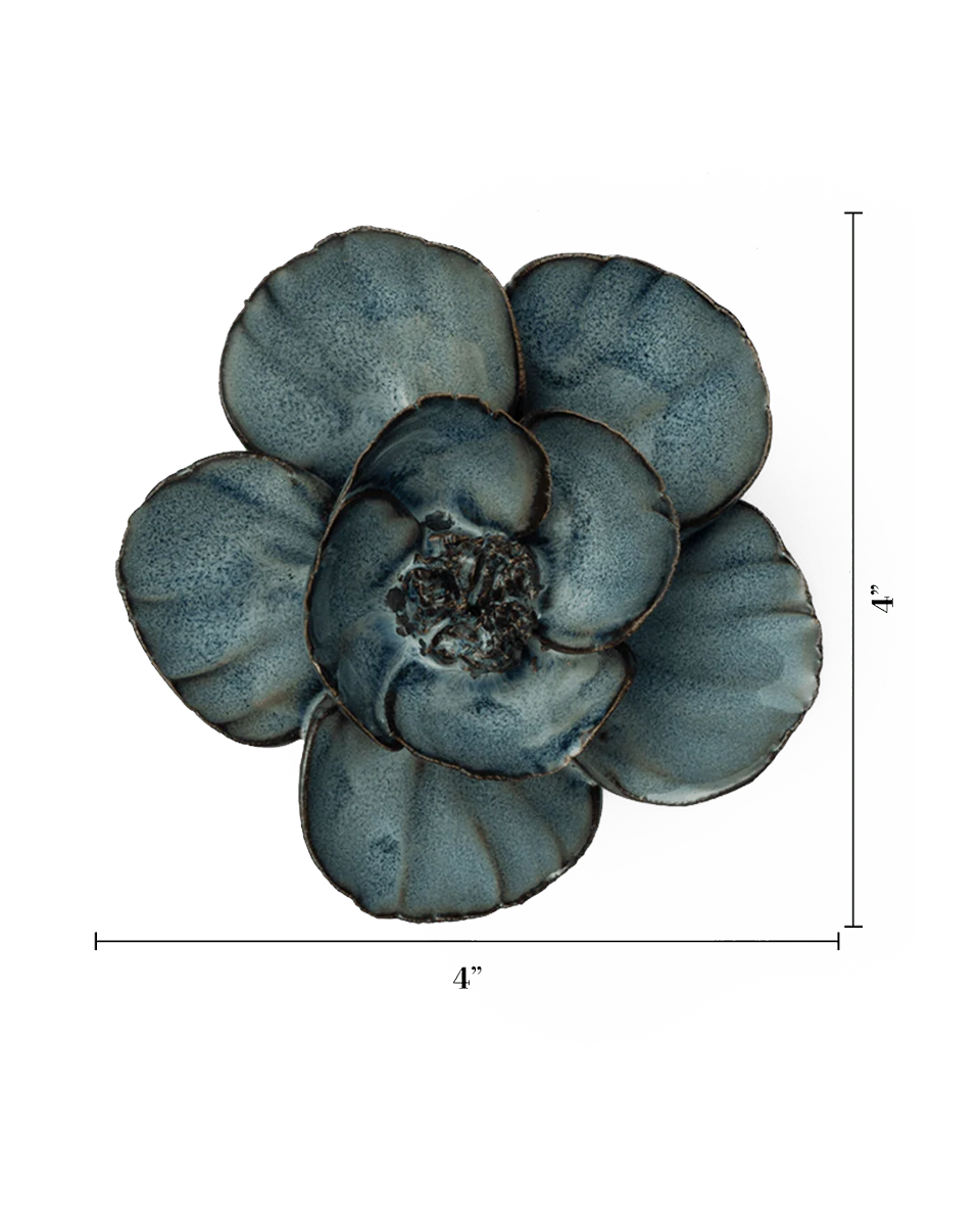 Navy Blue Poppy ceramic wall flower — France collection — designed in Toronto by Chive Studio