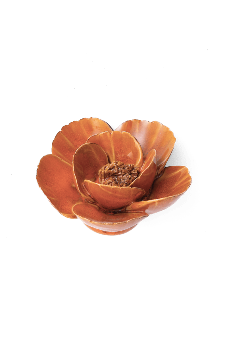 Orange Poppy ceramic wall flower — France collection — designed in Toronto by Chive Studio