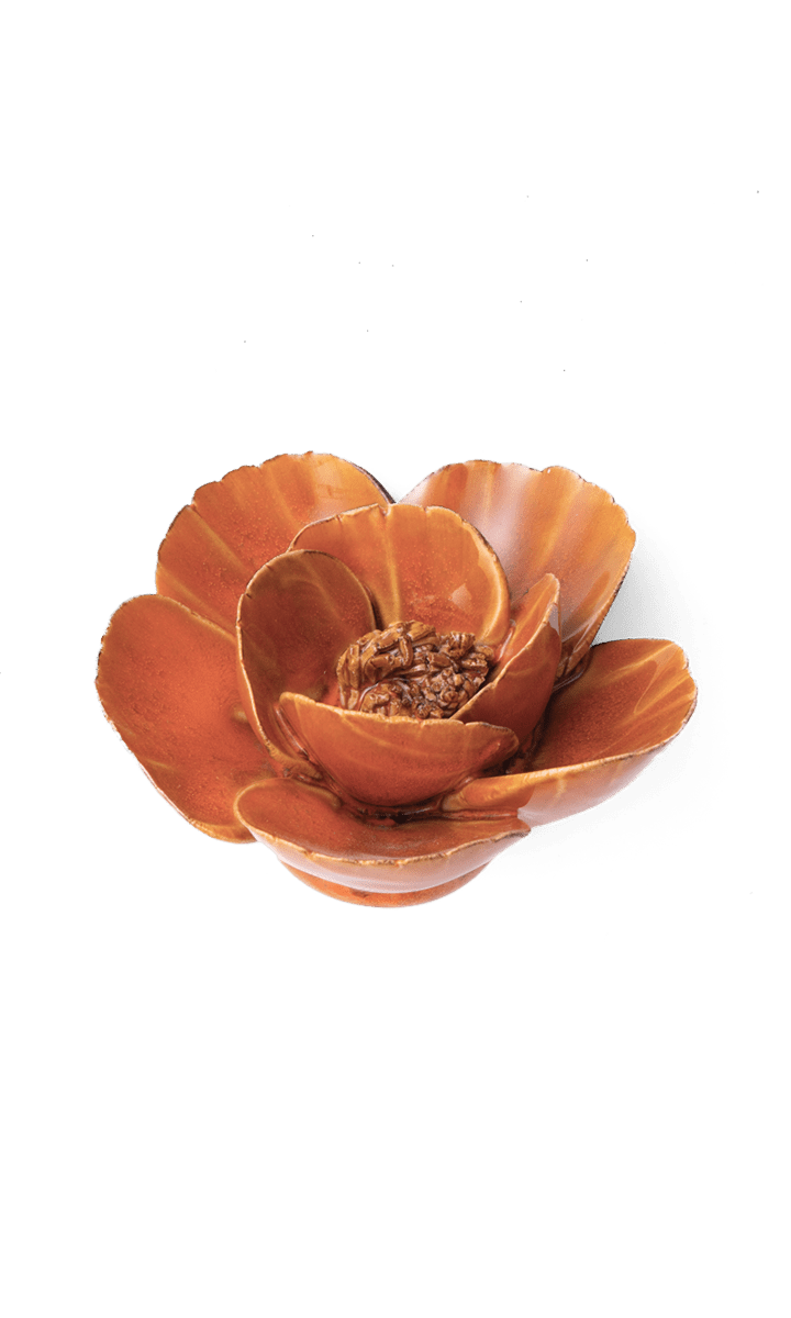 Orange Poppy ceramic wall flower — France collection — designed in Toronto by Chive Studio