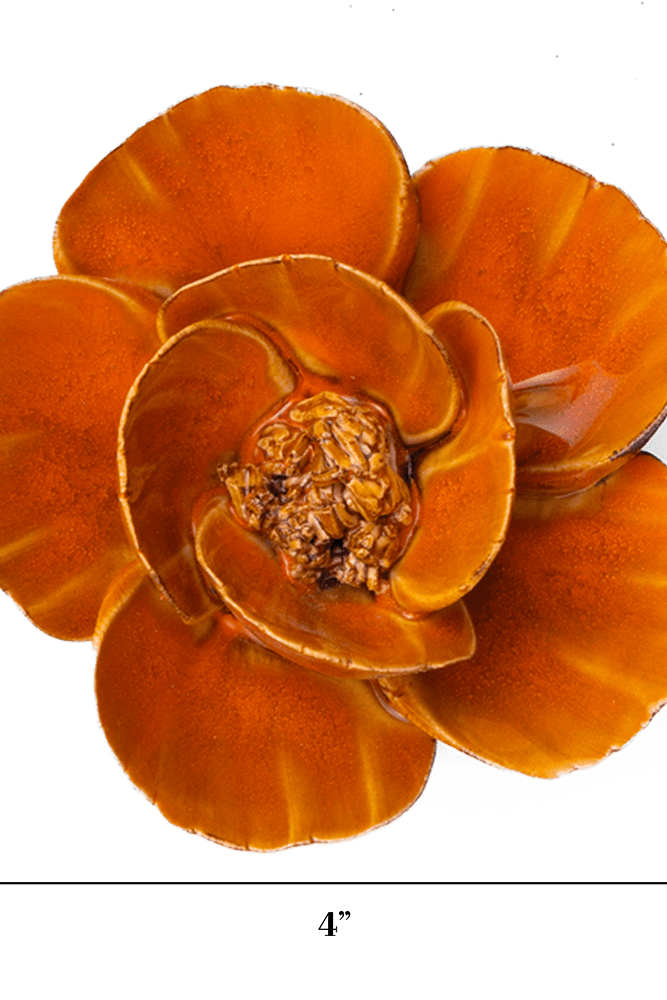 Orange Poppy ceramic wall flower — France collection — designed in Toronto by Chive Studio
