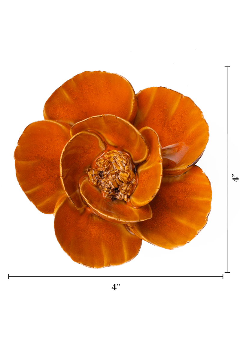 Orange Poppy ceramic wall flower — France collection — designed in Toronto by Chive Studio