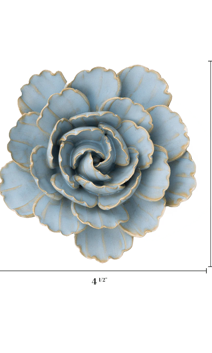 Robin's Egg Blue Keiko Peony ceramic wall flower — France collection — designed in Toronto by Chive Studio