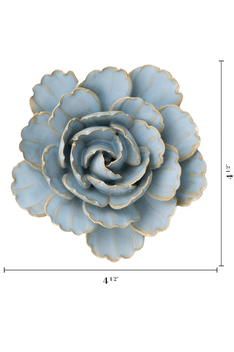 Robin's Egg Blue Keiko Peony ceramic wall flower — France collection — designed in Toronto by Chive Studio