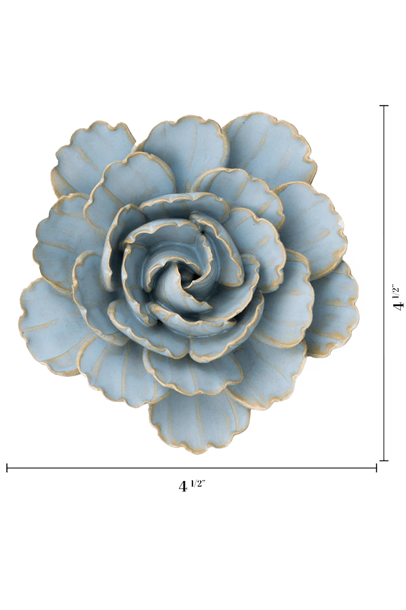 Robin's Egg Blue Keiko Peony ceramic wall flower — France collection — designed in Toronto by Chive Studio