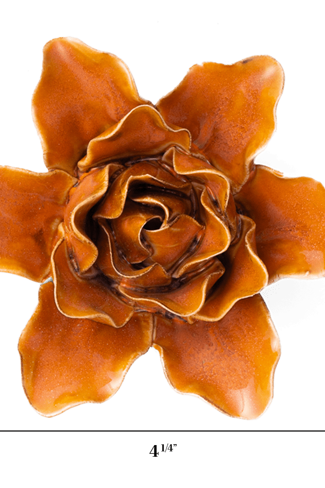 France Ceramic Flower Wall Art Rust Lily - Chive Ceramics Studio - Ceramic Flowers - Chive Ceramics Studio