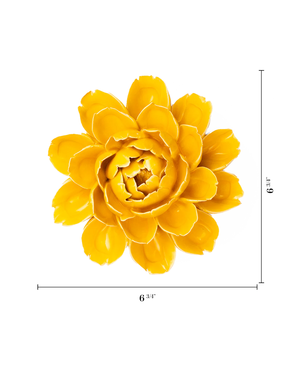 Burnt Yellow Cabbage Flower ceramic wall flower — France collection — designed in Toronto by Chive Studio