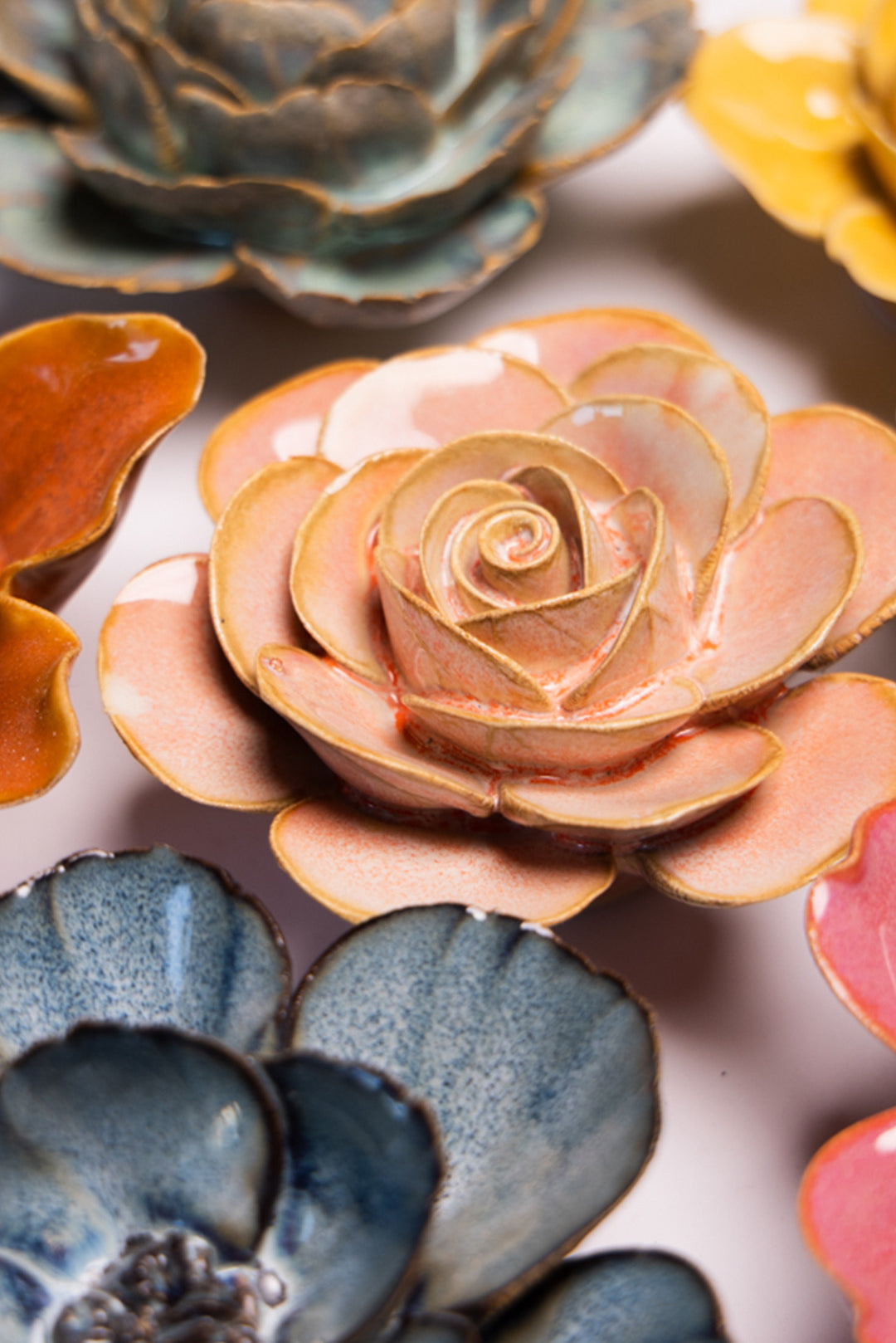 Peach Pink Cloni Ranunculus - Chive Ceramics Studio - Ceramic Flowers - Chive Ceramics Studio